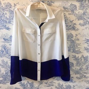 Banana Republic White Colorblock Silk Blouse S